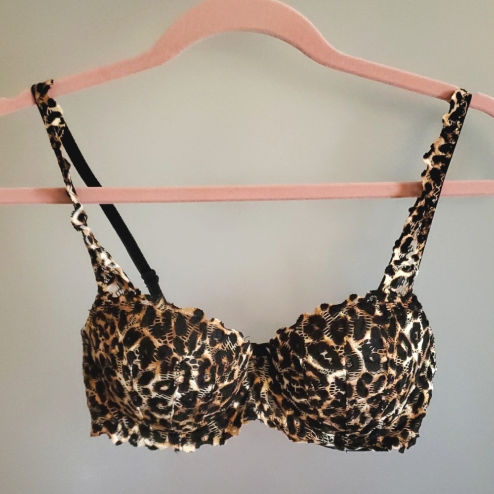 Pink Victoria Secret - Animal Print Bralette Sz 32C